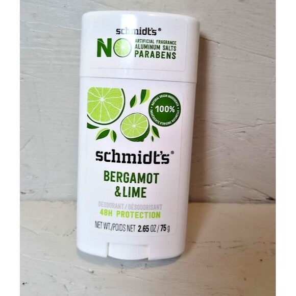 Schmidt's BERGAMOT + LIME Natural Aluminum Free Deodorant 48H Protection 2.65oz - Picture 1 of 4
